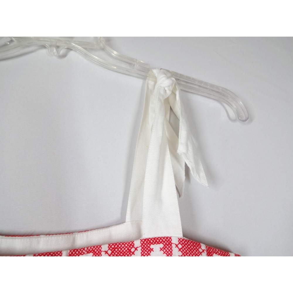 Milly Embroidered Linen Top Womens Small White Red Boho Folk Cami Festival - Picture 6 of 9